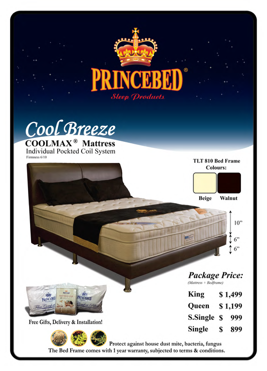 Princebed Cool Breeze Latex Pocketed Spring Mattress Bundle