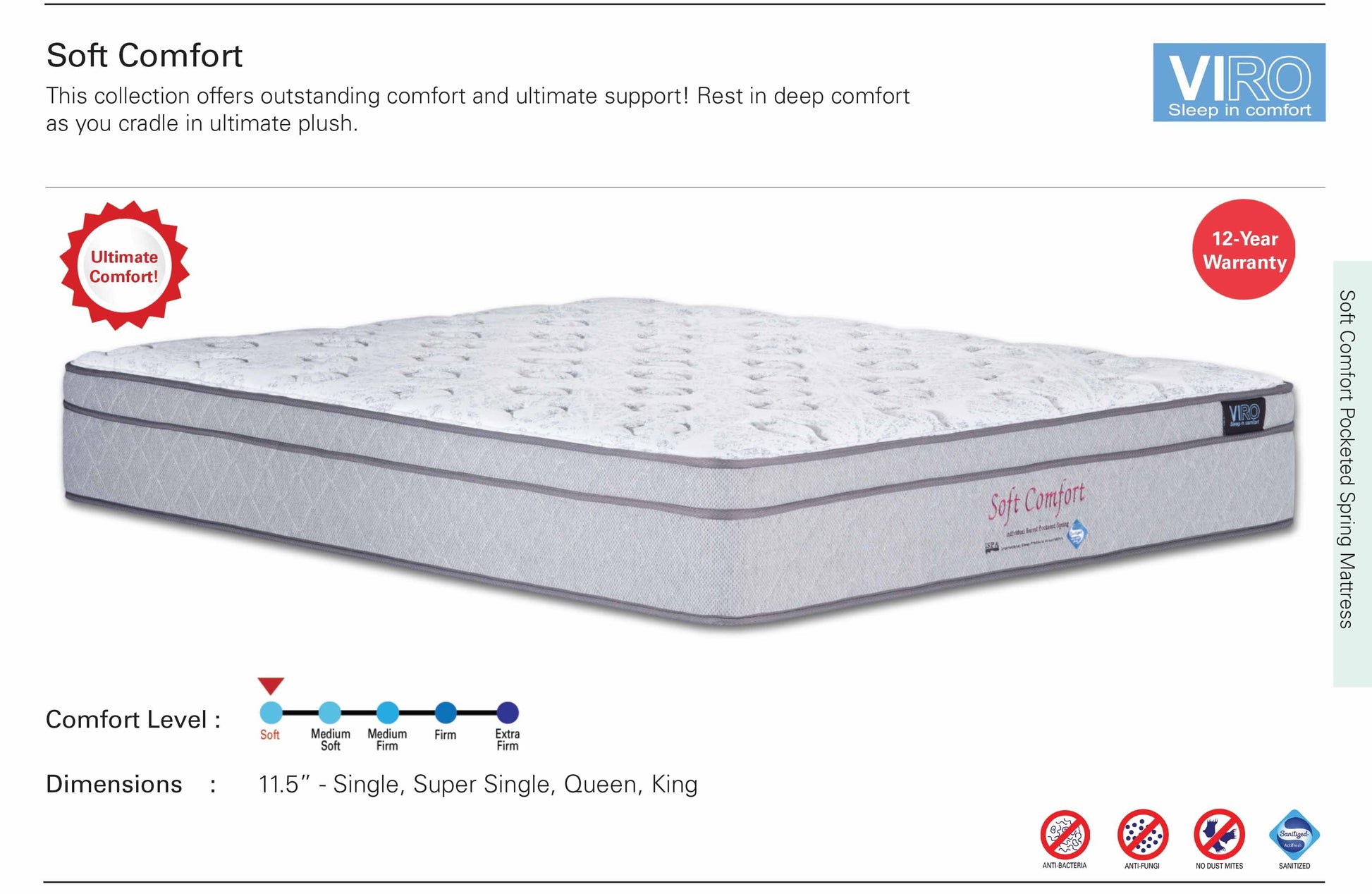 Viro Soft Comfort Pocketed Spring Mattress