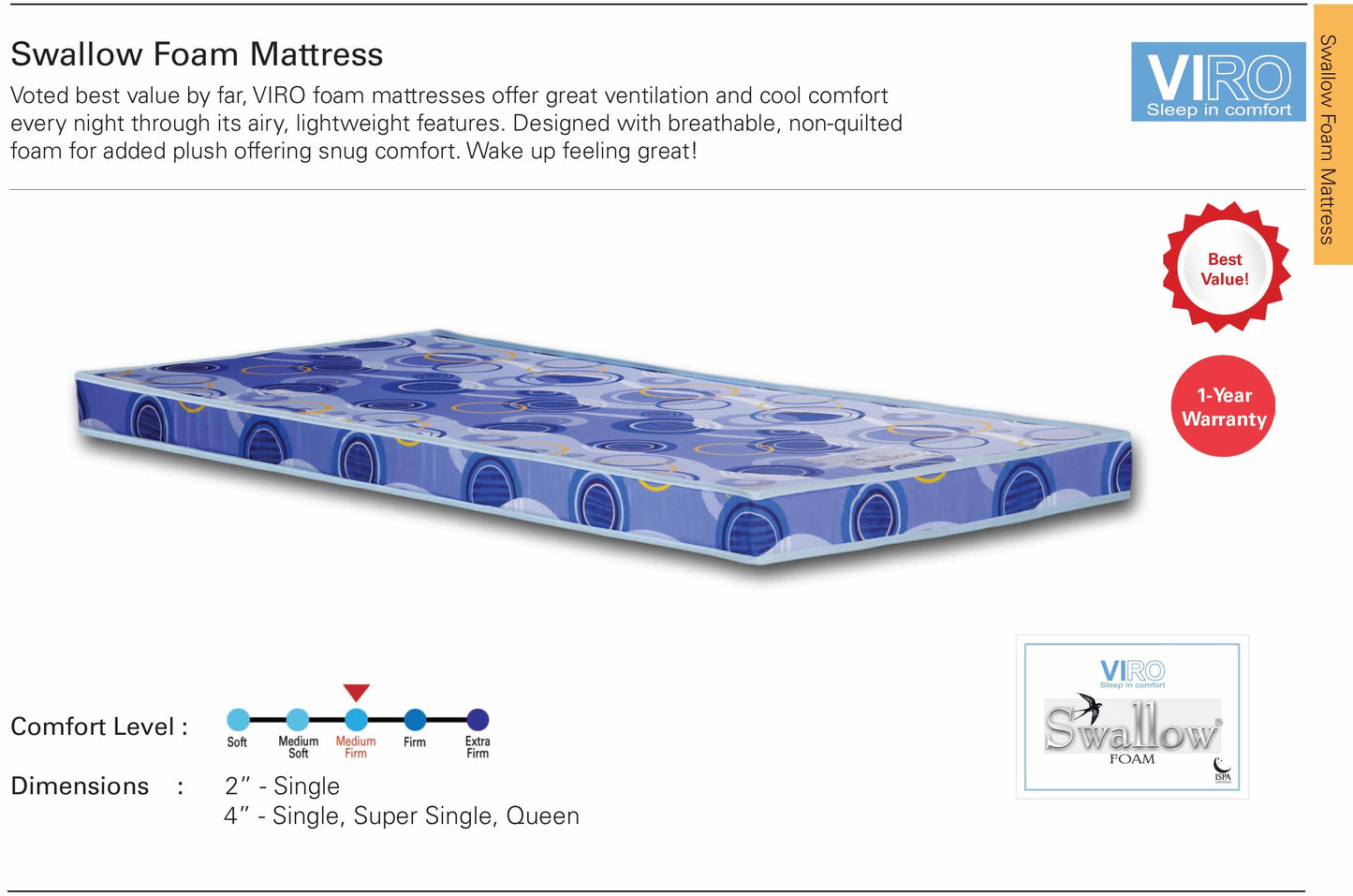 Viro Swallow Foam Mattress